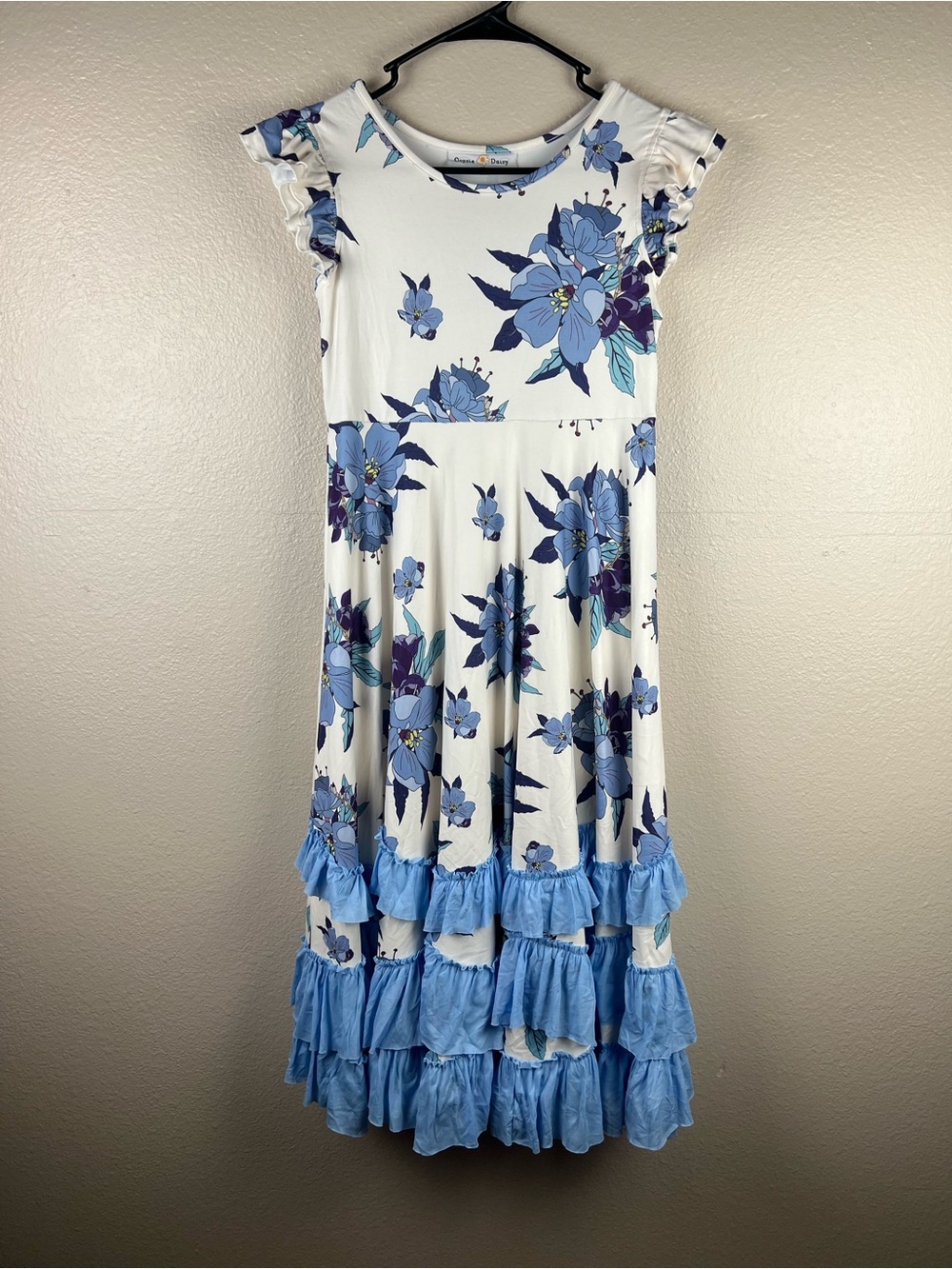 Oopsie Daisy Size 10 Blue Floral Tiered Ruffle Maxi Dress